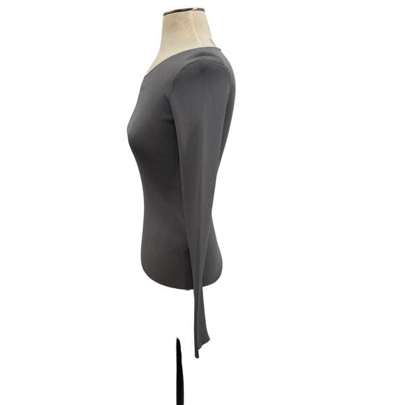 Helmut Lang Ring Shoulder Knit Top Sweater Cut Out Gray Silver Size XS - Picture 7 of 10